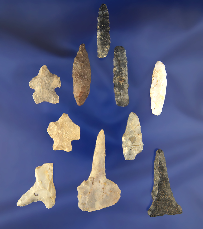 Set of 10 Assorted Drills and Perforators found by Lar Hothem. Largest is 1 3/4".