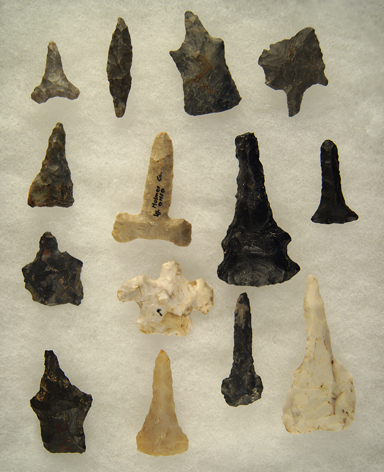 Group of 14 Flint Drills and Perforators, largest is 2".