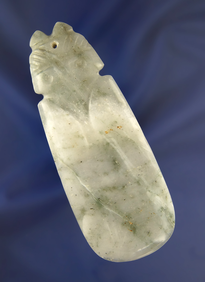 4 1/16" Jade Axe God Pendant found in Costa Rica. Very beautiful artifact.