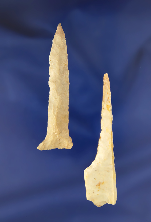 Pair of Pipe Drills, largest is 2 1/2". Found in Scioto Co., Ohio. Ex. Hooks Collection.