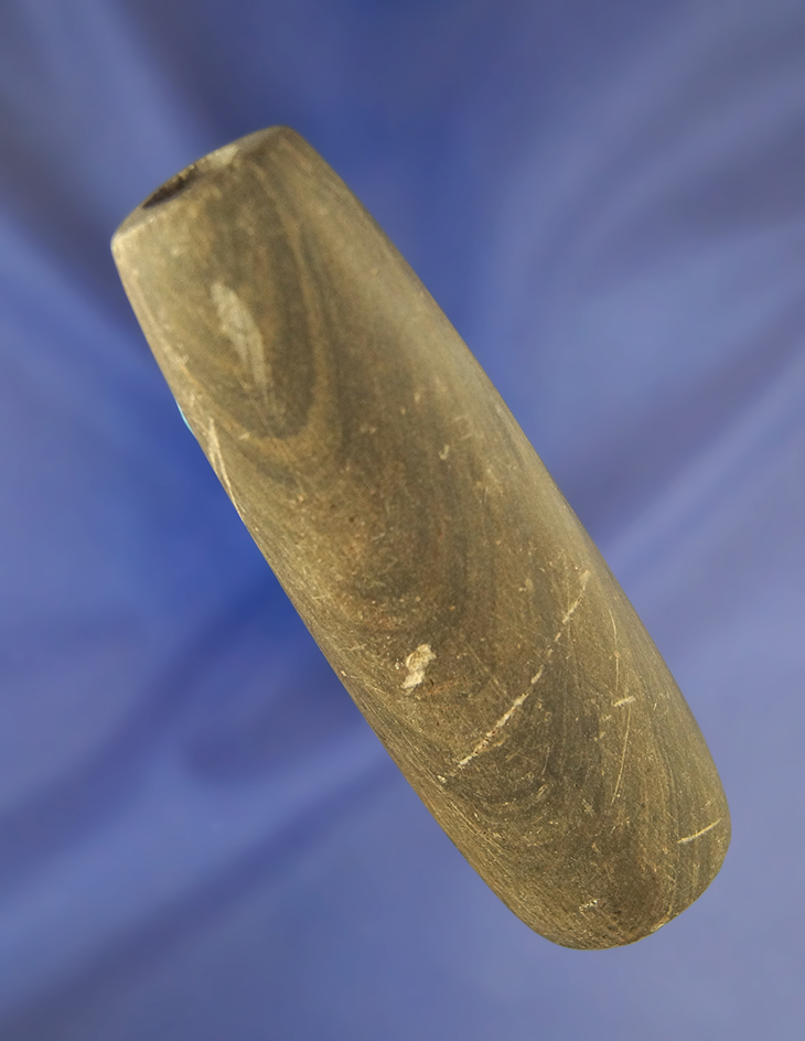 4" banded slate Tubular Bannerstone found in Green Co.,  Illinois. Ex. Evan Price.