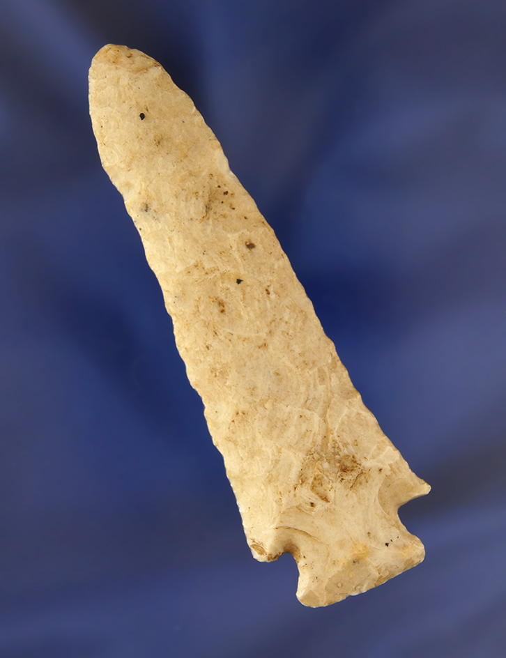 3 3/8" Kirk Corner Notched made from White Chert. Found in Missouri. Rogers COA.