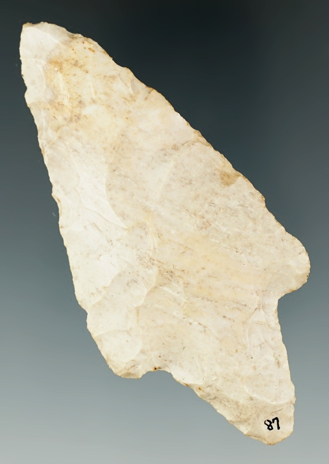 3 5/8" Adena made from Burlington Chert found in the Illinois/Missouri area.  Stermer COA.