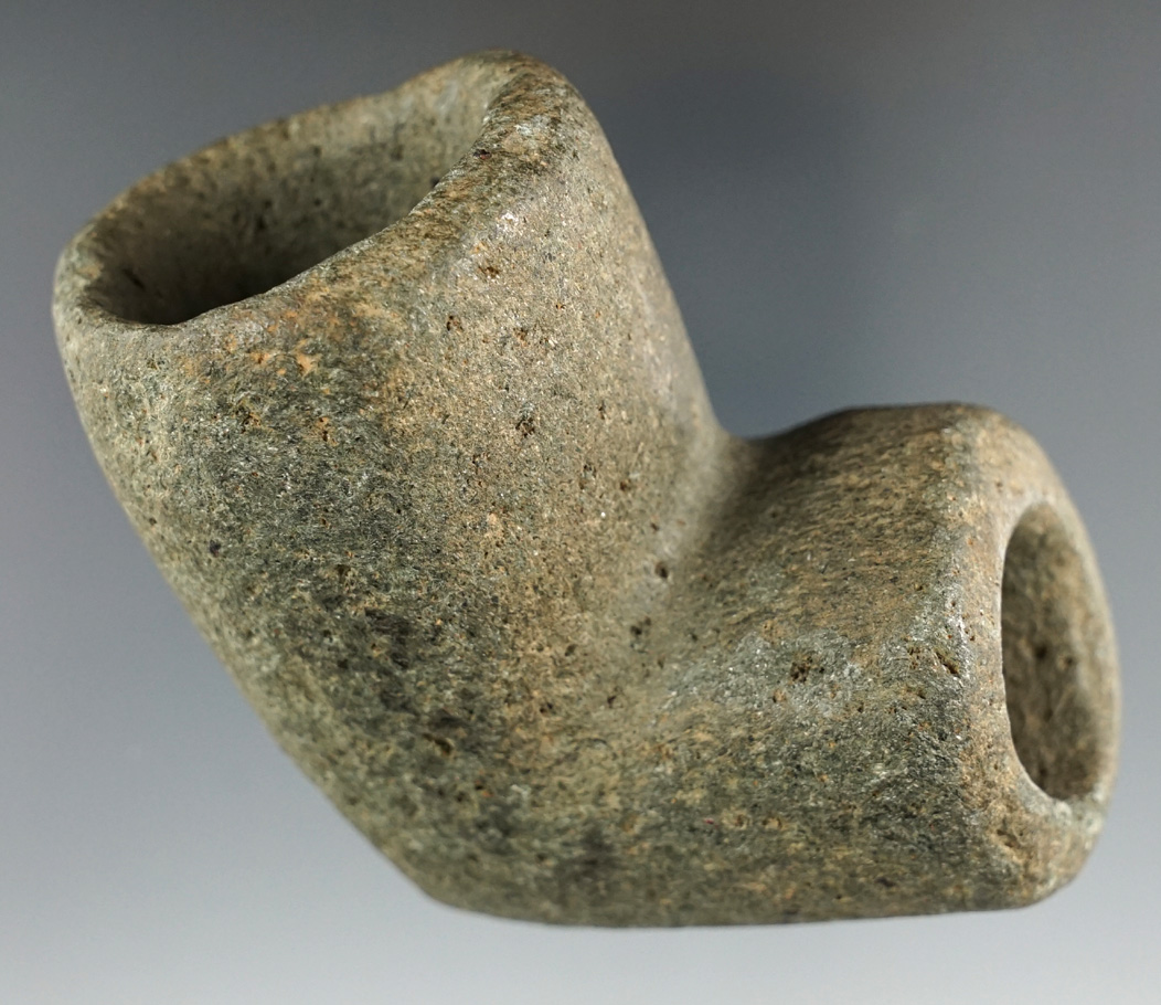 Well styled 2 5/8" tall Elbow Pipe made from Steatite. Found in Smith County Tennessee.