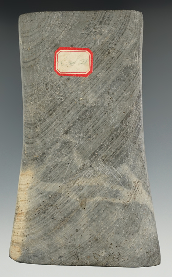 4 13/16" Undrilled Bell Pendant made from Banded Slate with worm tracks, found in Michigan.