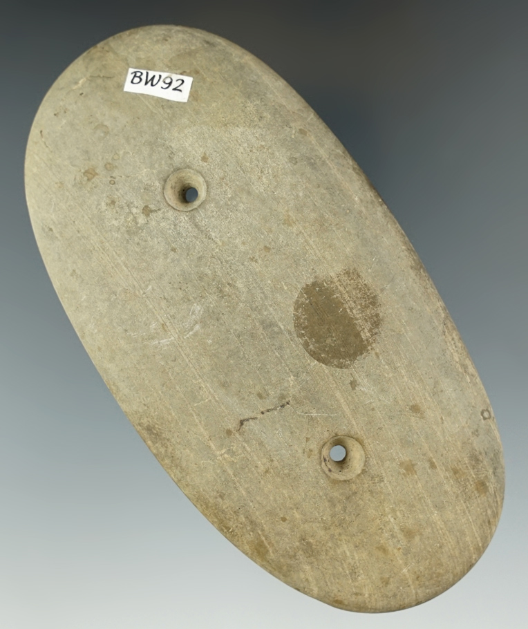 4 7/8" Nicely patinated Oval Slate Gorget . Ex. William Waigle.