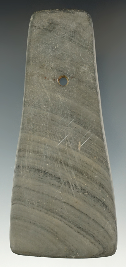 5 1/16" Bell Pendant with a nicely fringed top made from Banded Slate. . Ex. William Waigle.