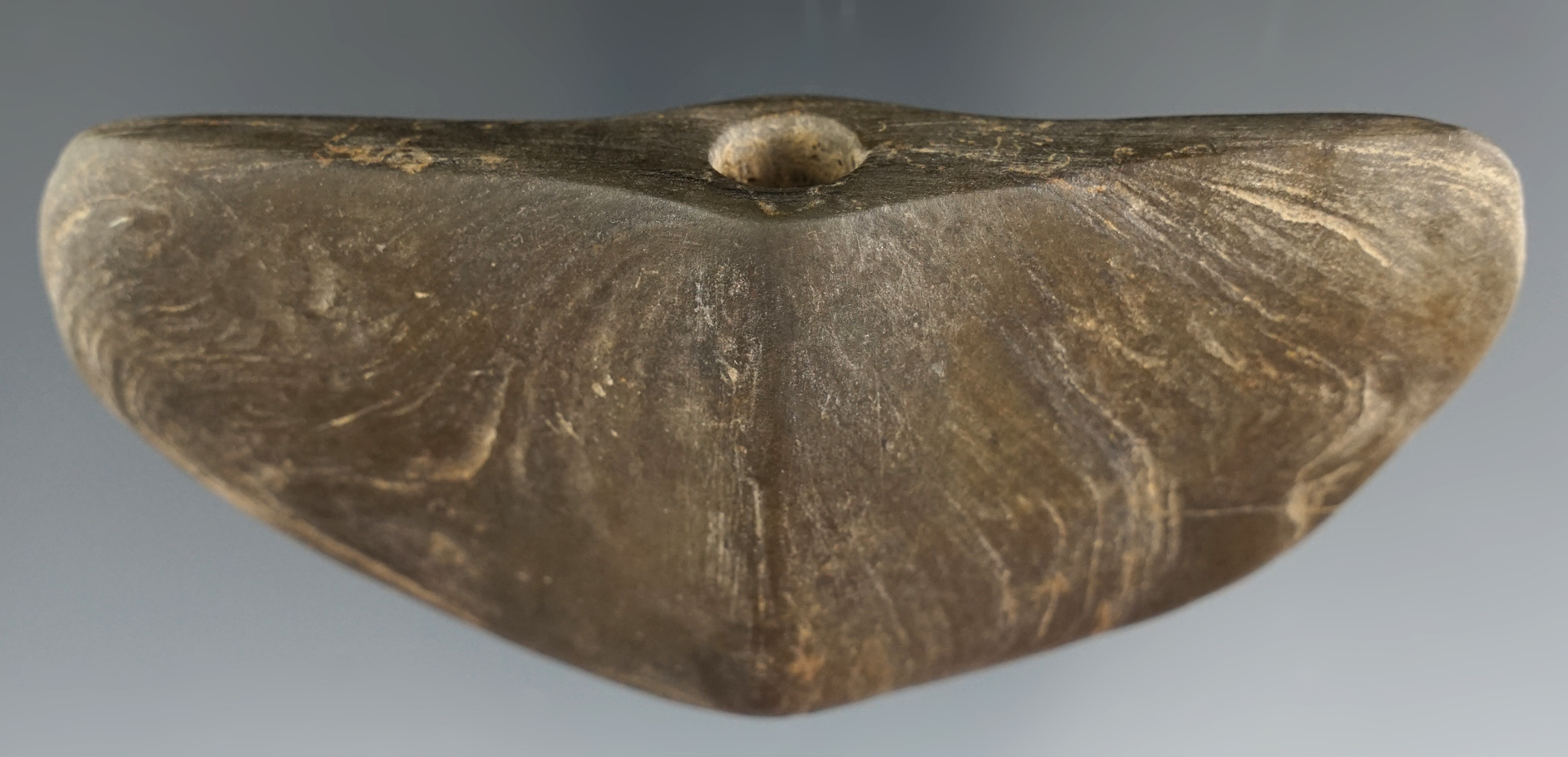 3 13/16" Slate Winged Bannerstone in nice condition. Ex. William Waigle. .