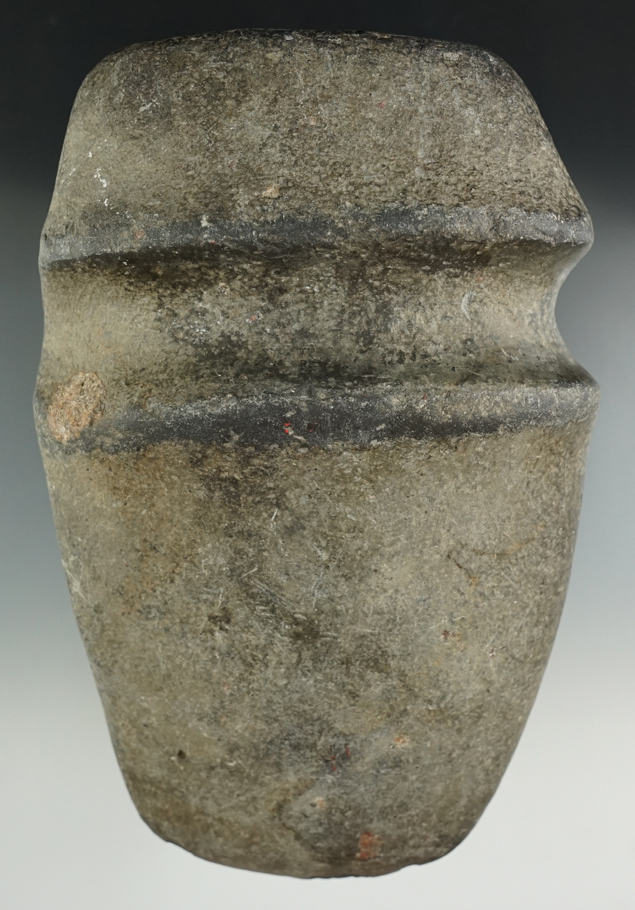 Large, old and nice! 8 1/4" Long x 4 3/4" Wide Hardstone 3/4 Grooved Raised Ridge Archaic Axe