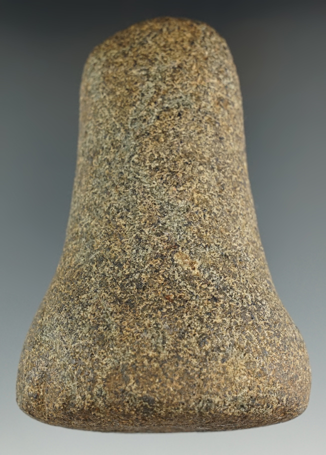 Nicely styled 4 5/8" tall Bell Pestle with a nutting divot on base. Found in Fairfield Co., Ohio.