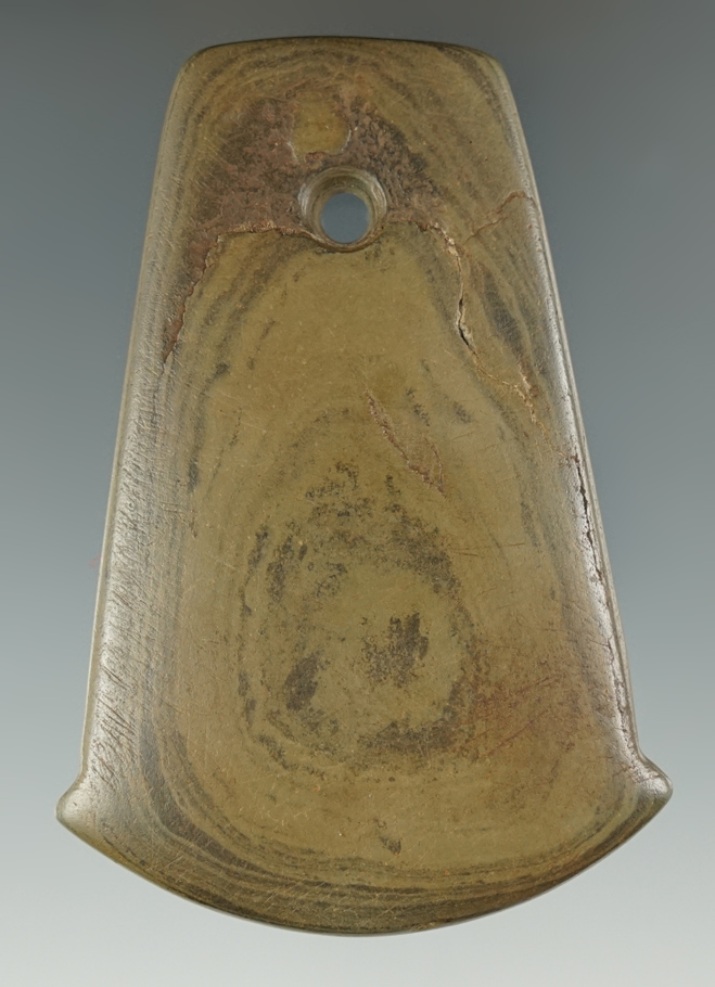 3 5/8" Anchor Pendant made from Banded Glacial Slate, found in northern Indiana. Bennett COA.