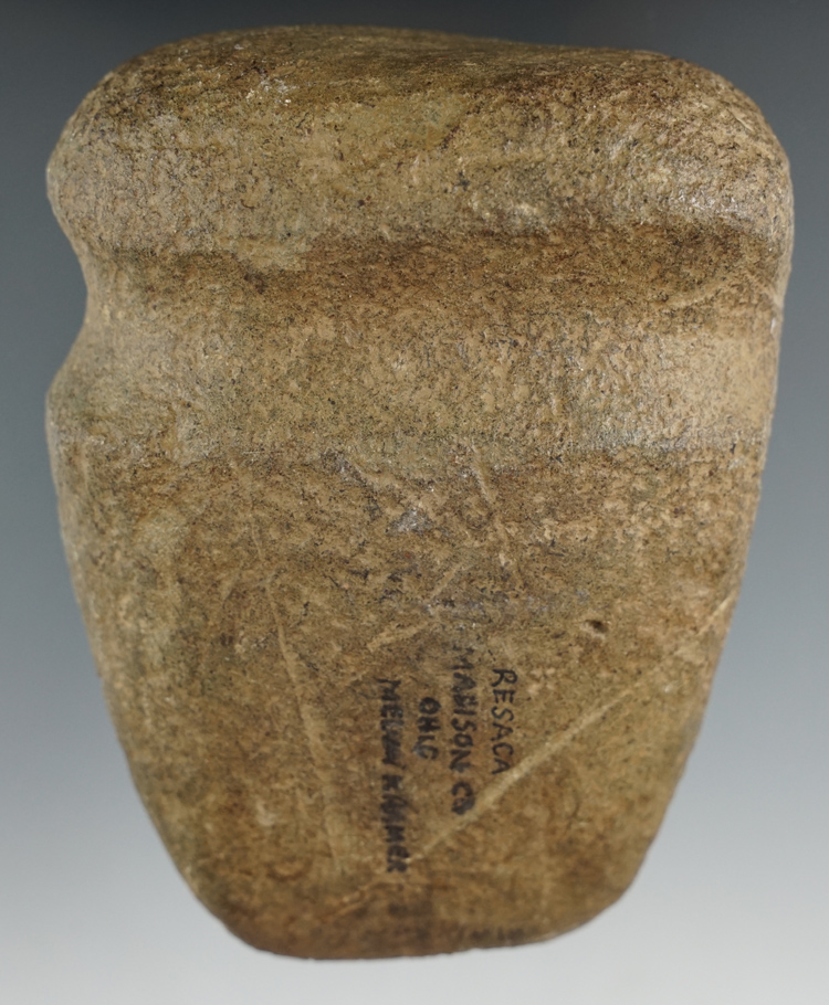 4 1/2" Long 3/4 Grooved Axe found in Madison Co., Ohio. Ex. Melvin Kramer.