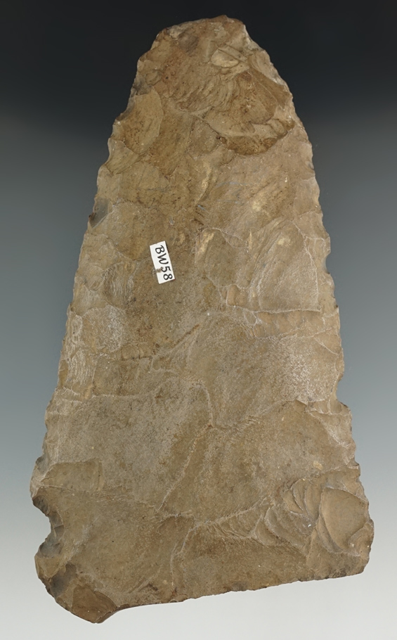 7 1/4" Anciently broken and salvaged flint Spade found in Illinois.