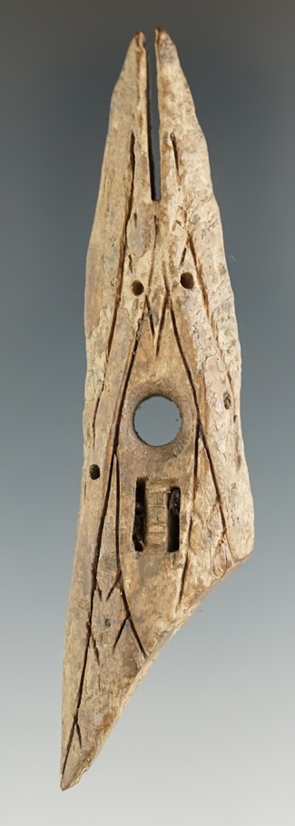 4 9/16" Beautifully decorated ivory Inuit harpoon toggle found in Alaska.