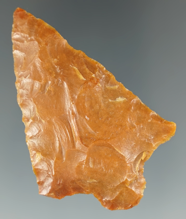 Nicely flaked Stemmed Point made from attractive material. Found in the 1970's  in Florida.