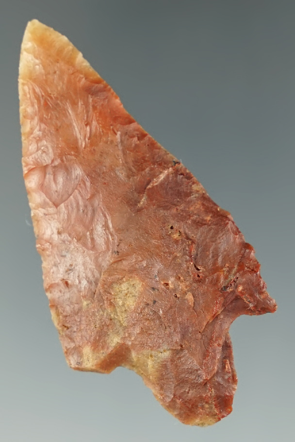 2 3/8" Stemmed Point made from attractive multi colored material. Found in Florida. Ex.Layshock