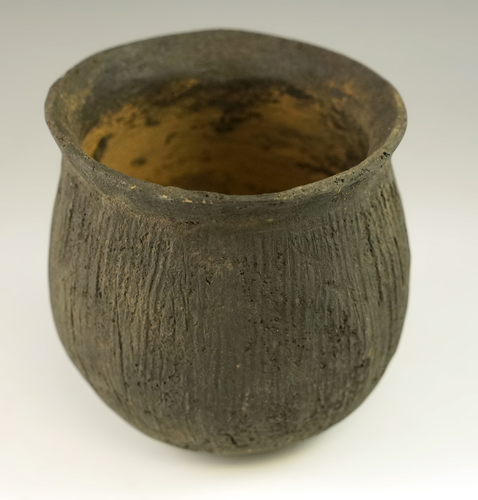 4" Tall by 4" wide Caddo Jar - some restoration found by Arnold Moore in Clark Co., Arkansas.
