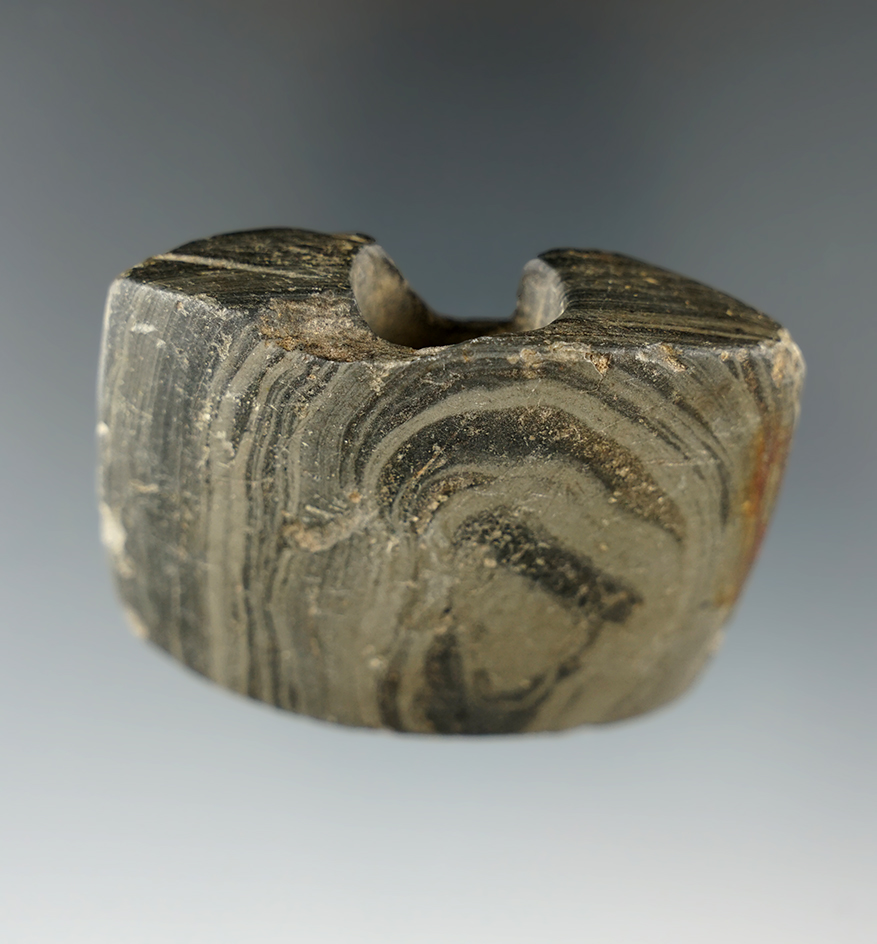 Rare style 2 1/4" wide Banded Slate Panel Bannerstone found in Delaware Co., Ohio.