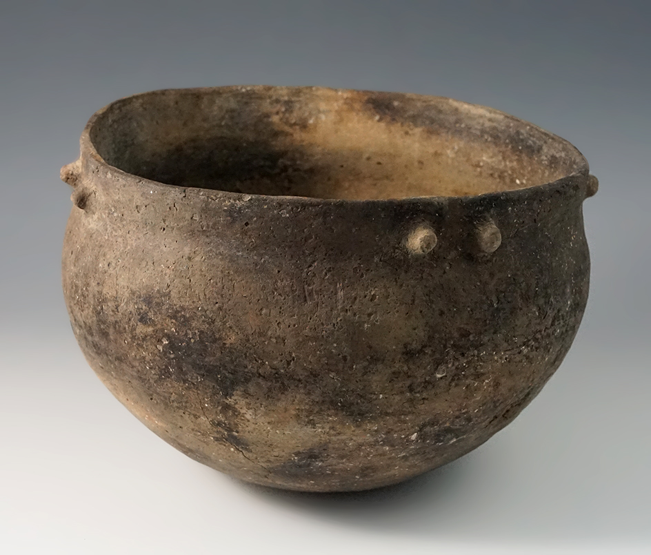 7" Wide Mississippian eight lug Jar found  at the Big Eddy sites in St. Francis Co., Arkansas.