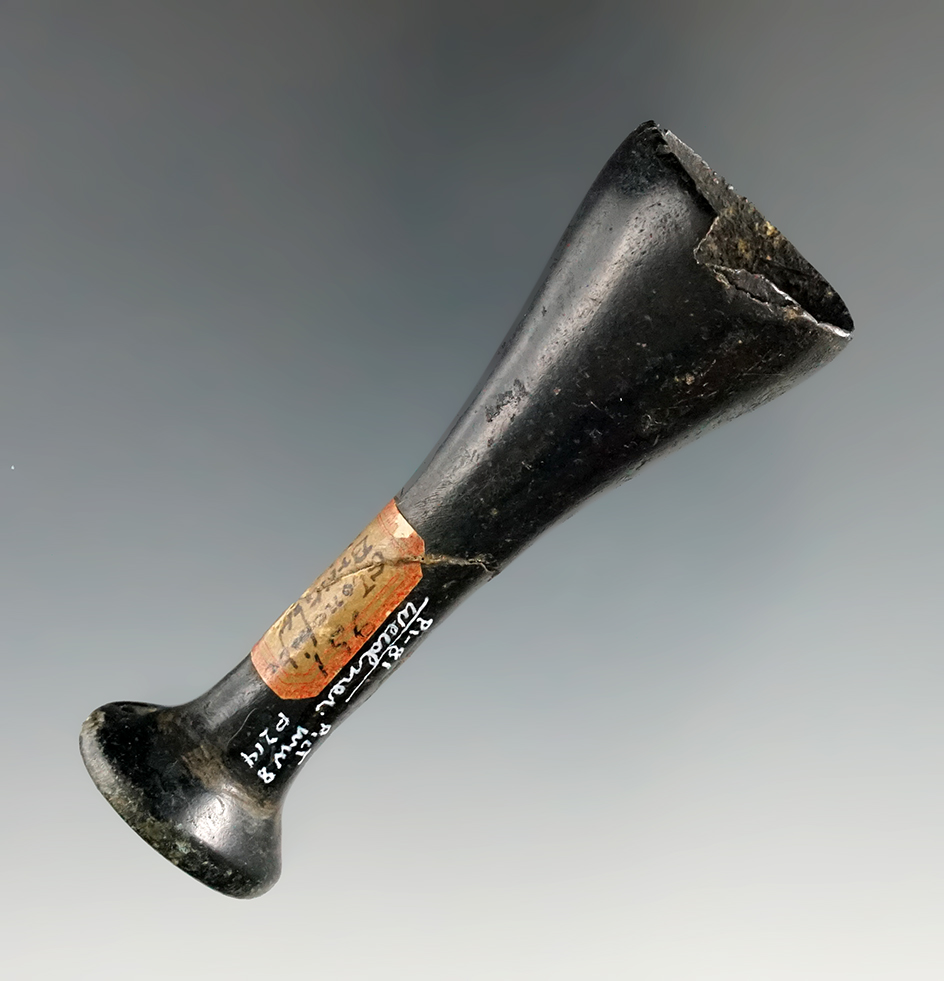 3" Wine Glass Pipe found in British Columbia. Stem has been glued. Pictured in Who's Who #8