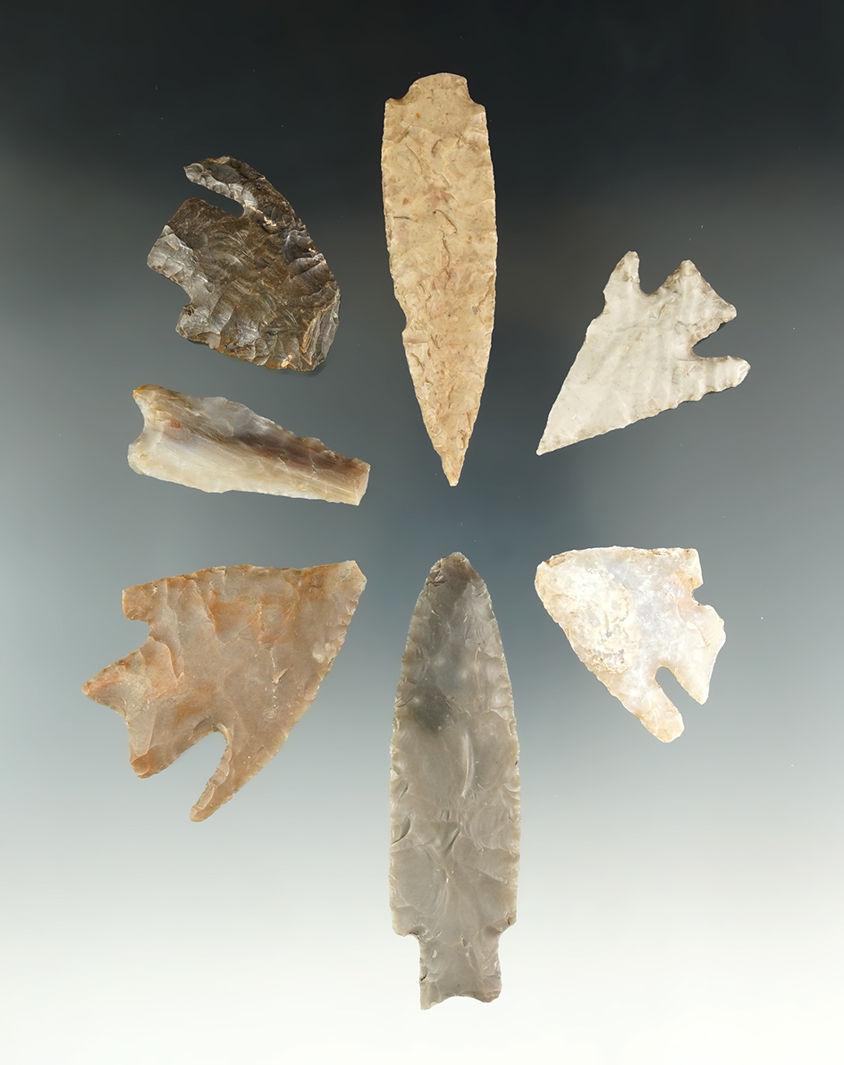 Set of seven Texas artifacts with some damage. Excellent candidates for restoration.