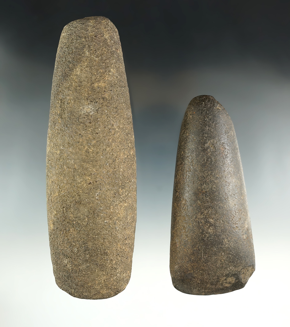 2 very nice stone tools including a 6 3/8" Adze and a 4  5/8" Hardstone Celt. Lenawee Co., Michigan.