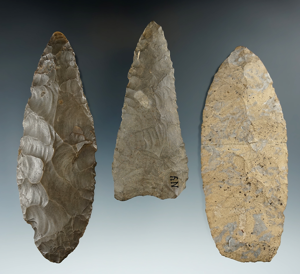 Set of three Knives found in New York, one is broken in glued. Largest is 4 9/16".