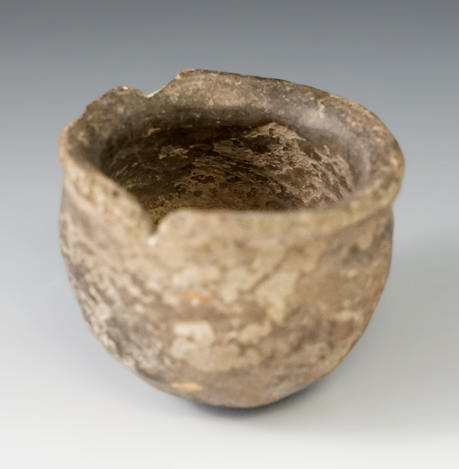 2 1/2" Fort Ancient Miniature Pot found in Ohio. Ex. Judge Payne, Robert Converse.