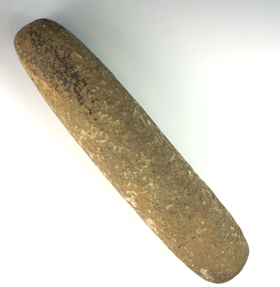 9 5/8" Roller Pestle found in New York with nice pecking marks on surface.