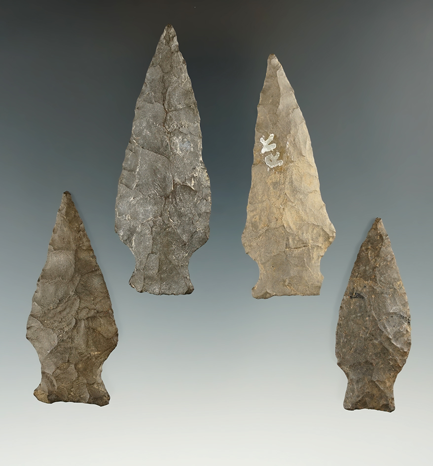 Set of four nice New York State points, largest is 2 13/16".