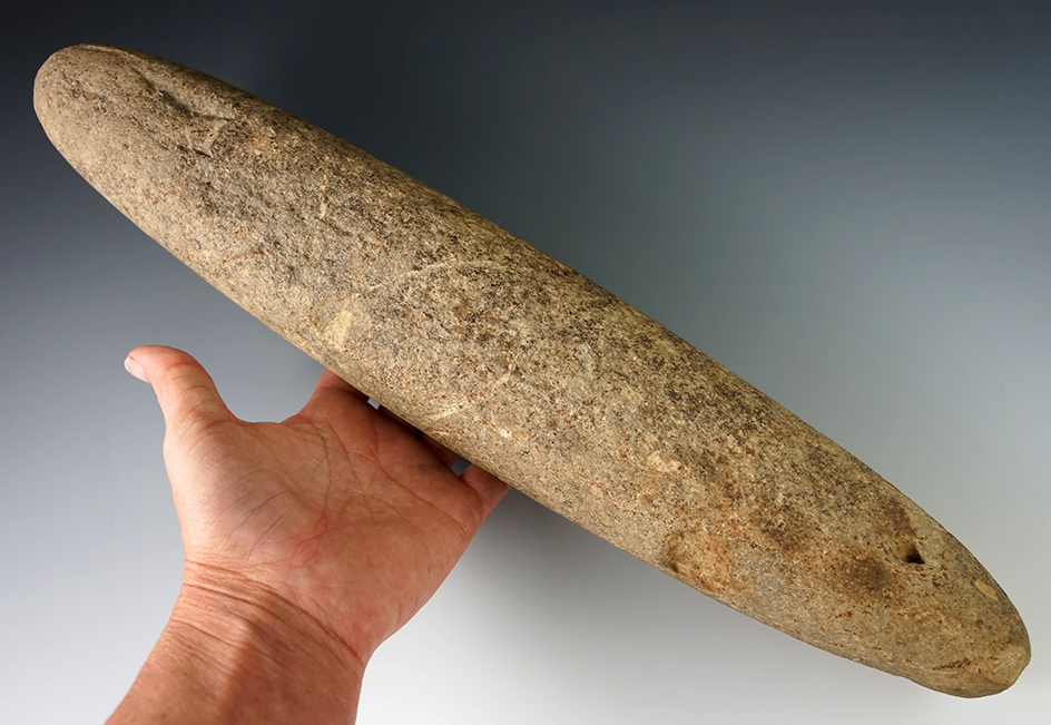 Large! 15 3/4" Roller Pestle in very nice condition found in Logan Co., Ohio. Ex. Raymond Vietzen.