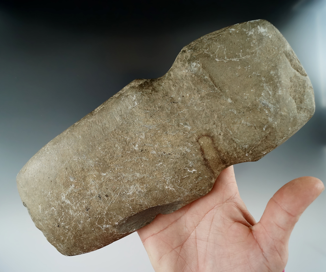 8" Full Grooved Slate Axe found in New York that is very heavily patinated.
