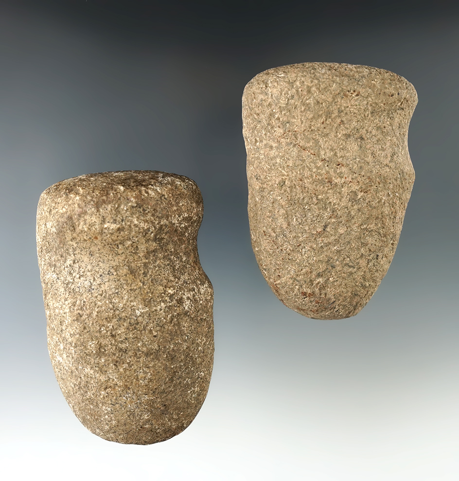 Pair well defined Grooved Hammerstones found in Ohio, largest is 3 5/8".