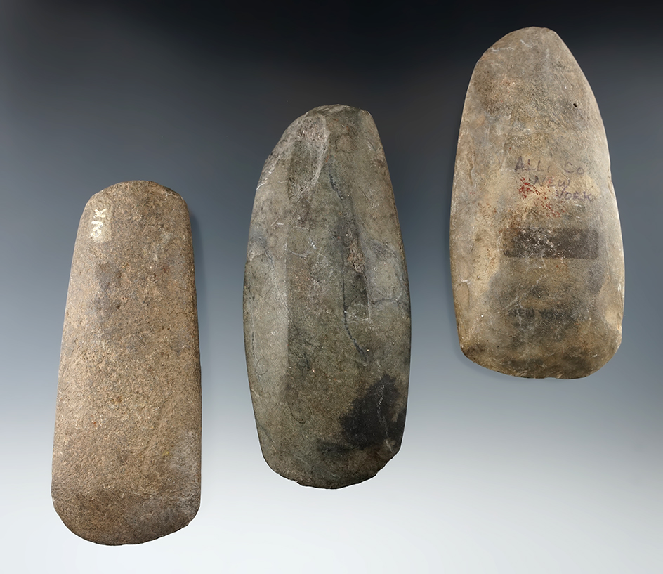 Set of three Celts and Adzes found in New York, largest is 5".