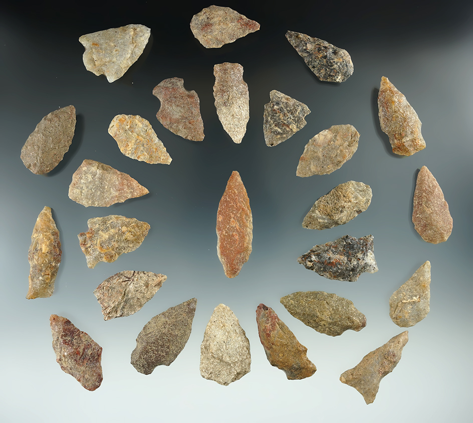 Group of 25 Quartz points found in New Jersey, largest is 1 3/4".