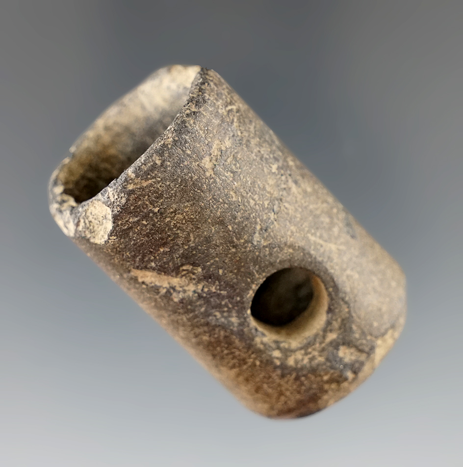 1 1/2" Limestone Fort Ancient Pipe found the Ross Co., Ohio Ex. Wertz collection.