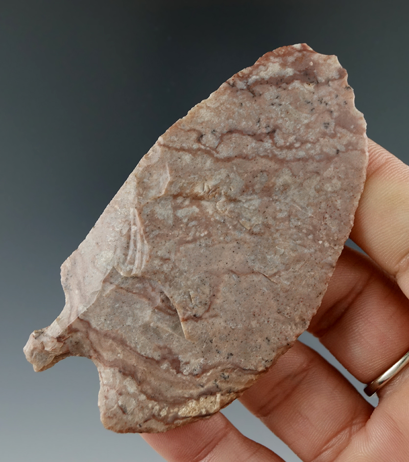 Very unique! 3 3/16" Corner Tang found in New Mexico. Small part of the base tang has been glued.