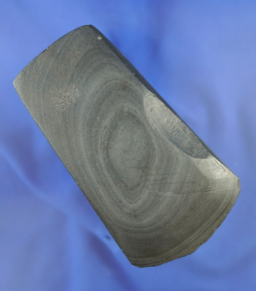 4 5/16" beautiful banded slate Celt found in southern Michigan with excellent polish to surface.