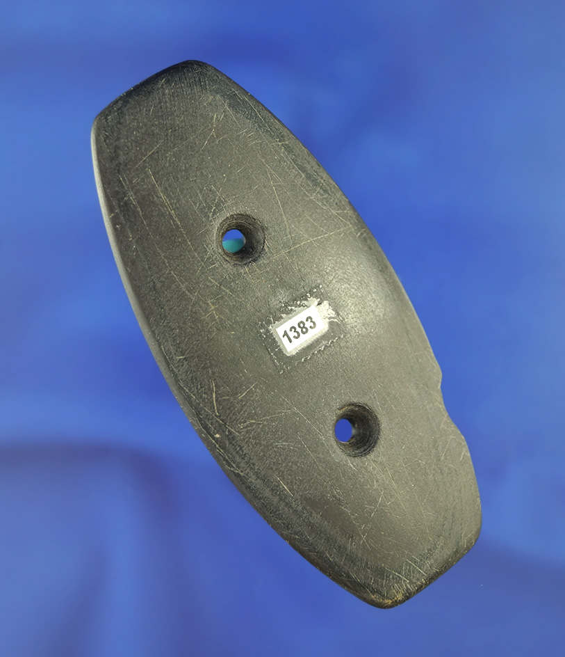 3 3/8" black slate Gorget found in Mercer Co.,  Ohio.