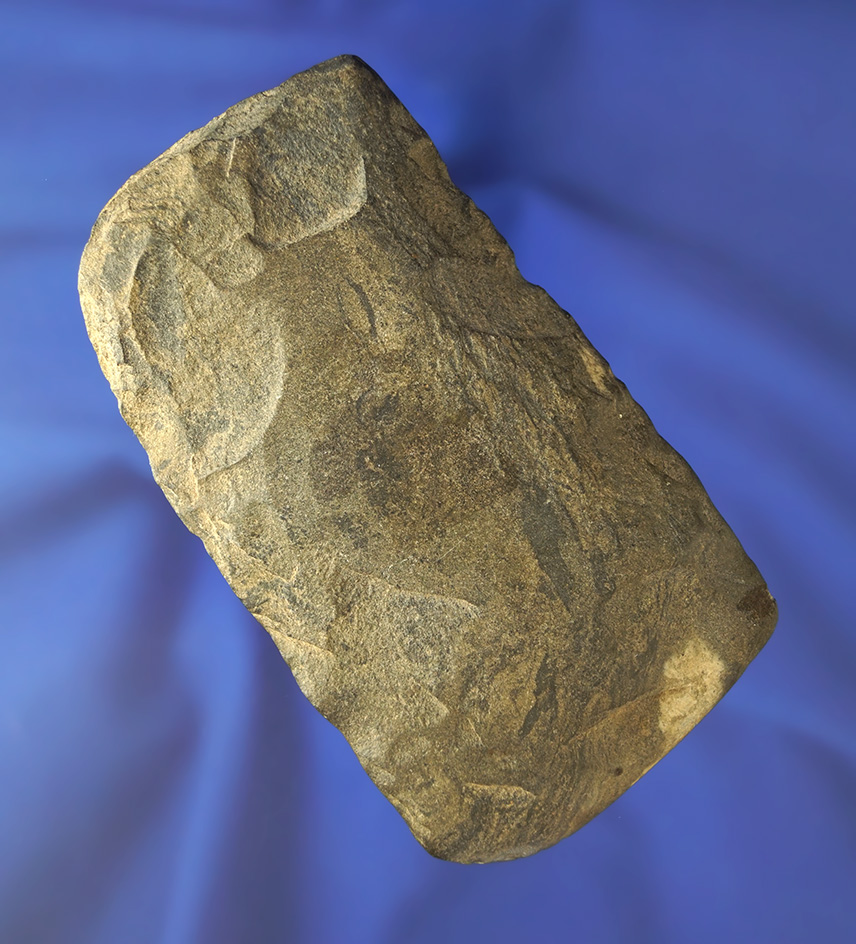 4 1/4" Flint Celt with excellent use polish - Old writing says Spiro Mound LeFlore Co.,  Oklahoma.