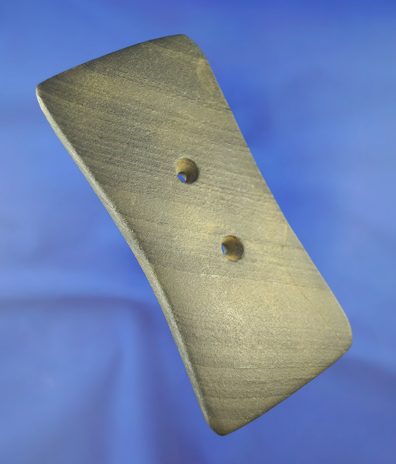 4 5/8" Bi-Concave Gorget found near Circleville Ohio. Ex. Terry Ford collection.