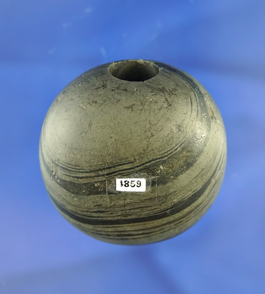 2" flattened Ball Bannerstone found in Stark Co.,  Ohio. Ex. Hellman, Wachtel collections.