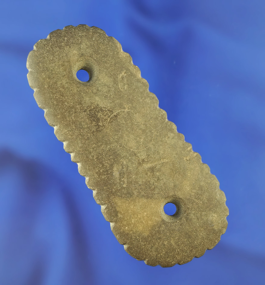 Exceptional! 3 1/16" Gorget found in New Jersey with the beautifully fringed edge .