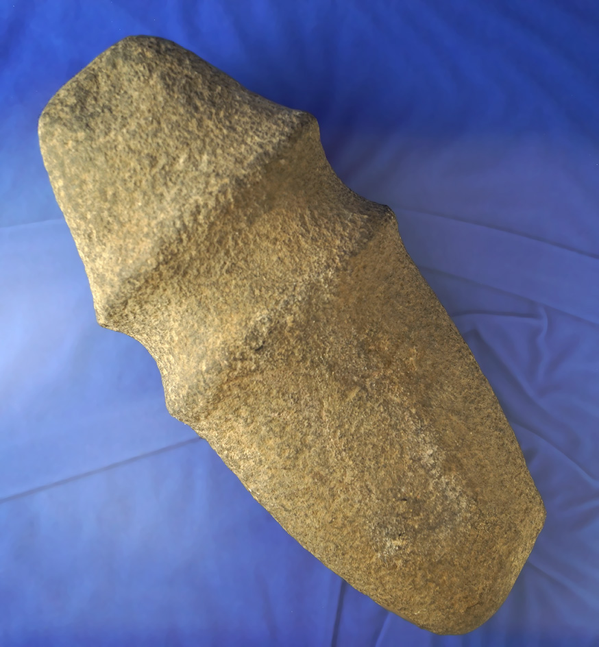 Large and nice! 9 3/4" Long Raised Ridge Full Groove Axe found in New Jersey.