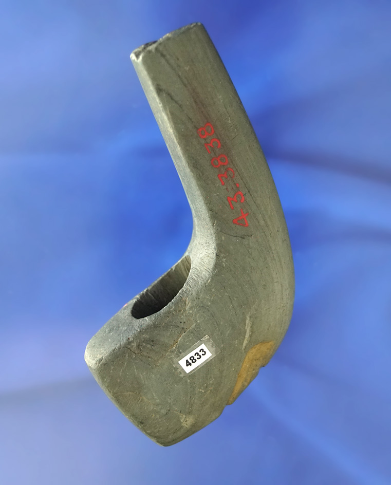 3 5/8" banded slate Geniculate Bannerstone - Western Reserve Museum, Ohio. Ex. Jim Beckman.