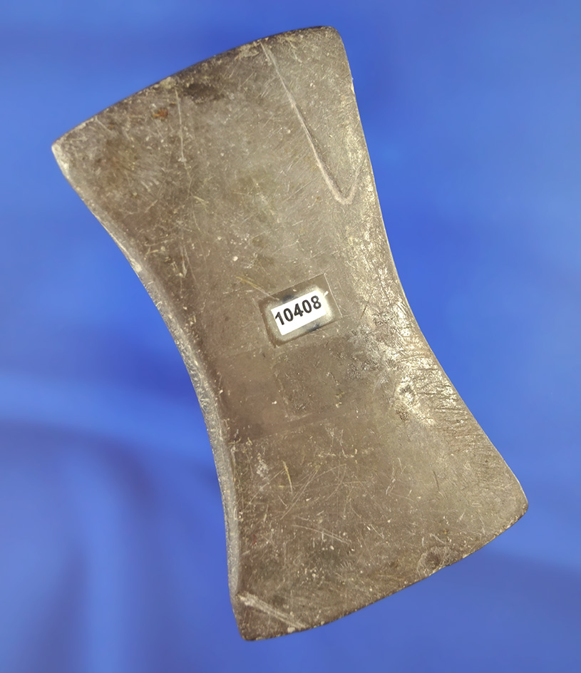 3 5/16" Adena Bi-Concave Gorget that is undrilled made from Brown slate found in Ohio.