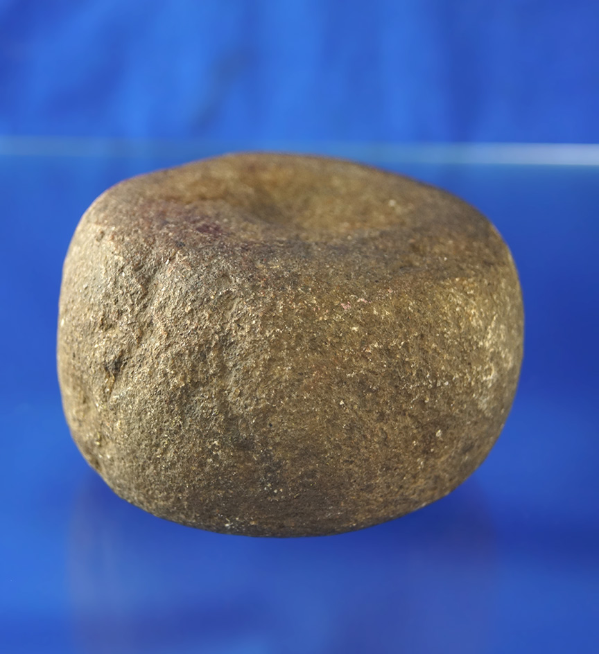 3 7/16 wide by 1 3/4" tall Double Dimpled Discoidal - Jefferson Co.,  Kentucky. Ex. Rocky Hall.