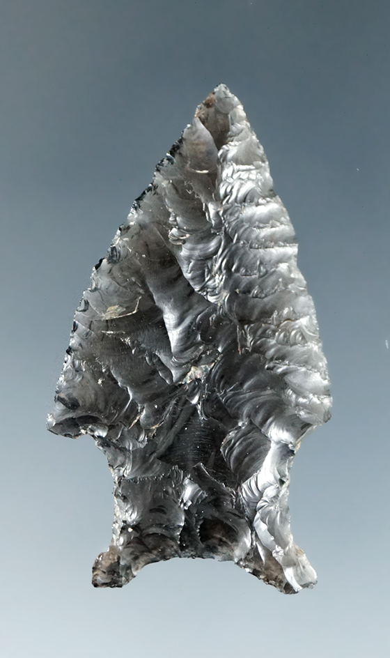 2 11/16" Obsidian Elko Widenotch found in Nevada near the Oregon border. Ex. Jesse Fladwill.