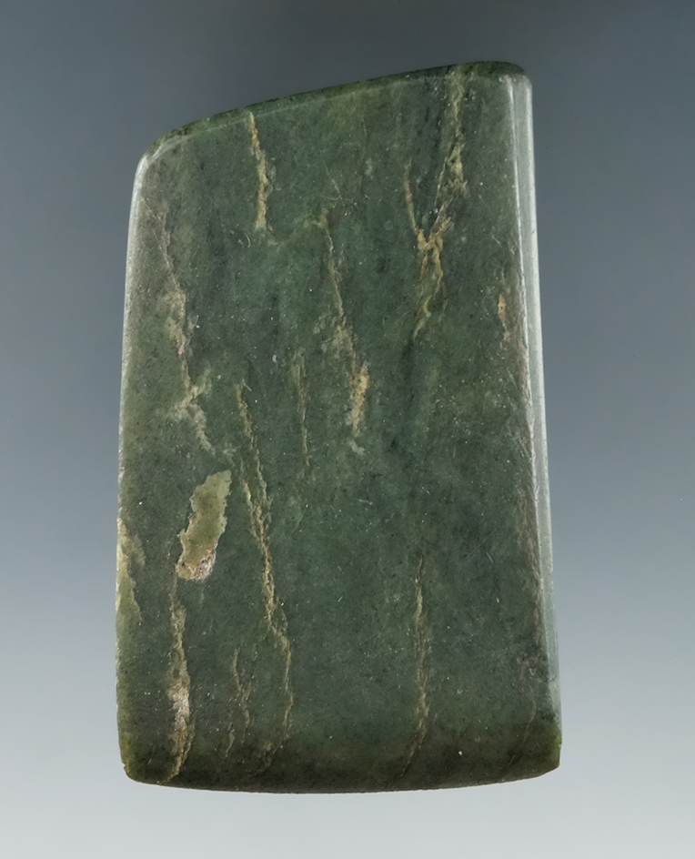 Excellent style 3 1/4" Celt made from rare green Jade, found in the Pacific Northwest.