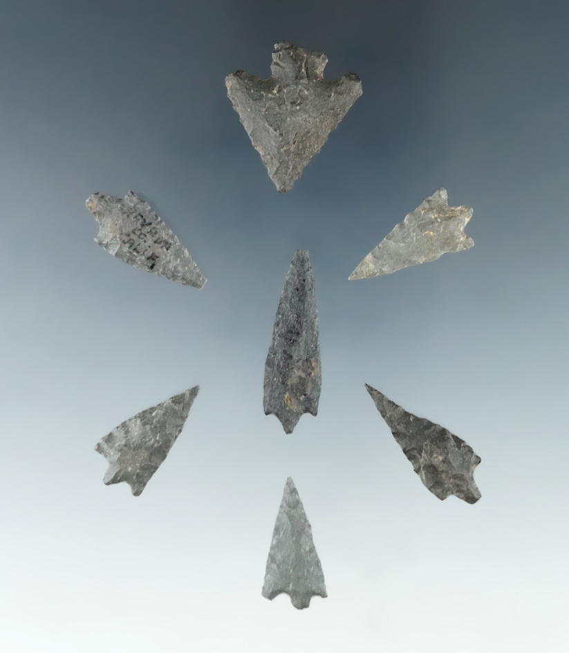 Set of 7 Assorted Gempoints found in California, largest is 1 1/4".